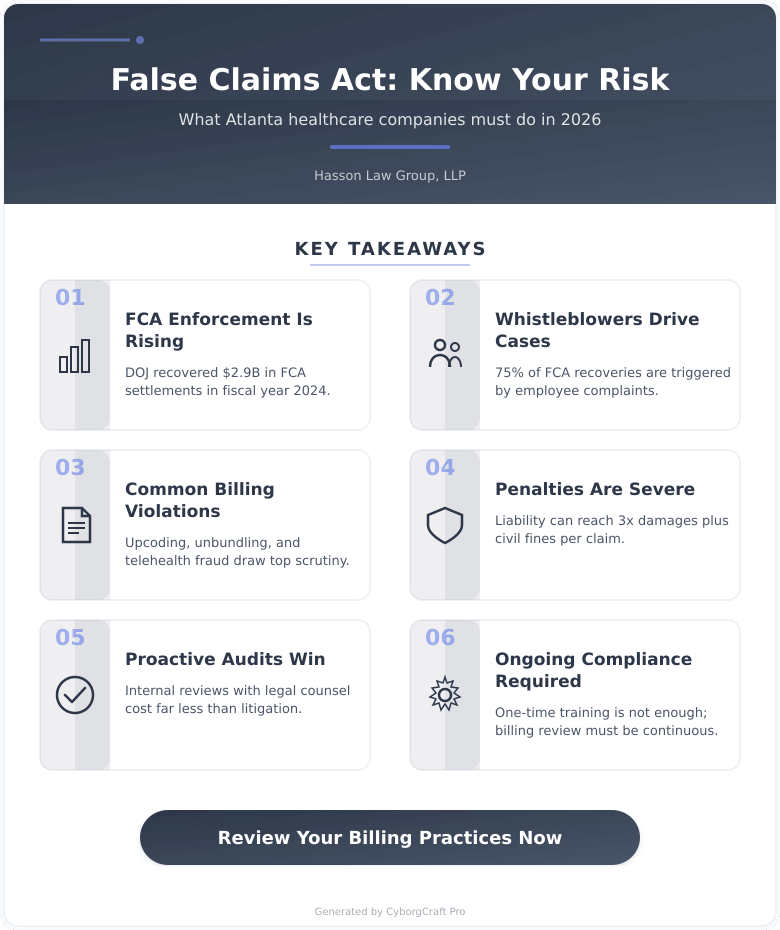 Read more about the article False Claims Act Enforcement in 2026: Why Atlanta Healthcare Companies Should Be Reviewing Their Billing Practices Right Now
