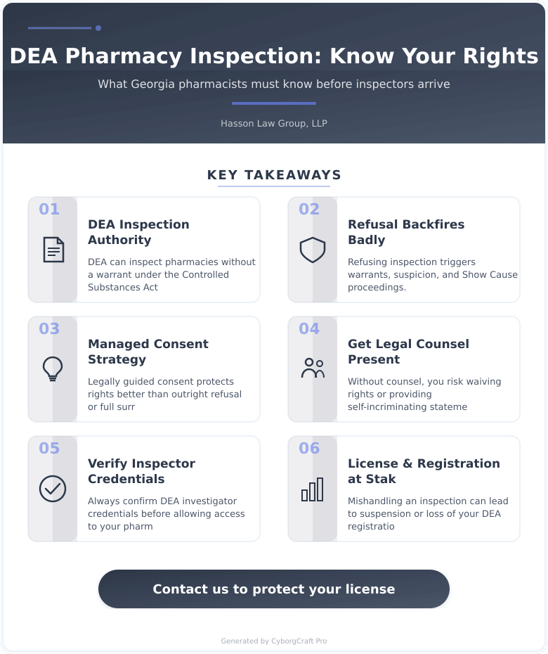 Read more about the article What Happens If You Refuse a DEA Pharmacy Inspection in Georgia? The Answer Could Save Your License